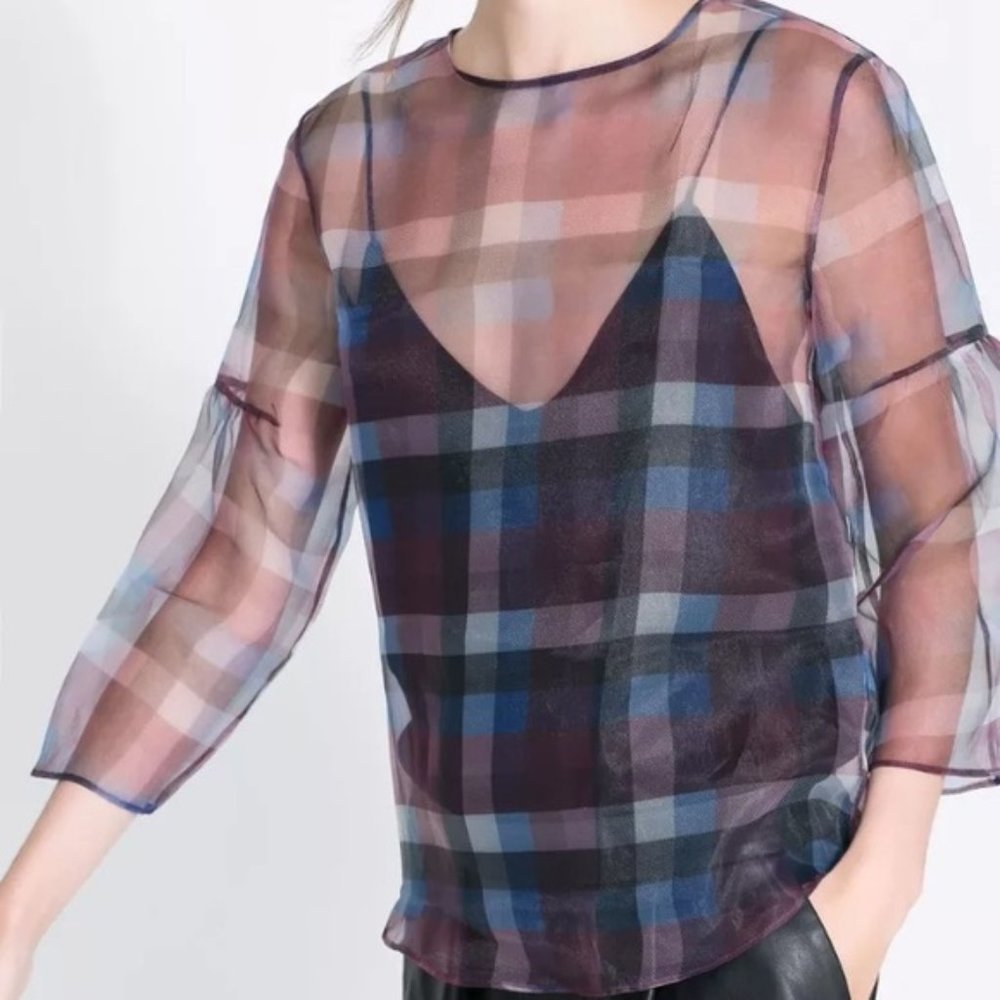 Blogger Favourite Zara Sheer Plaid Organza Blouse